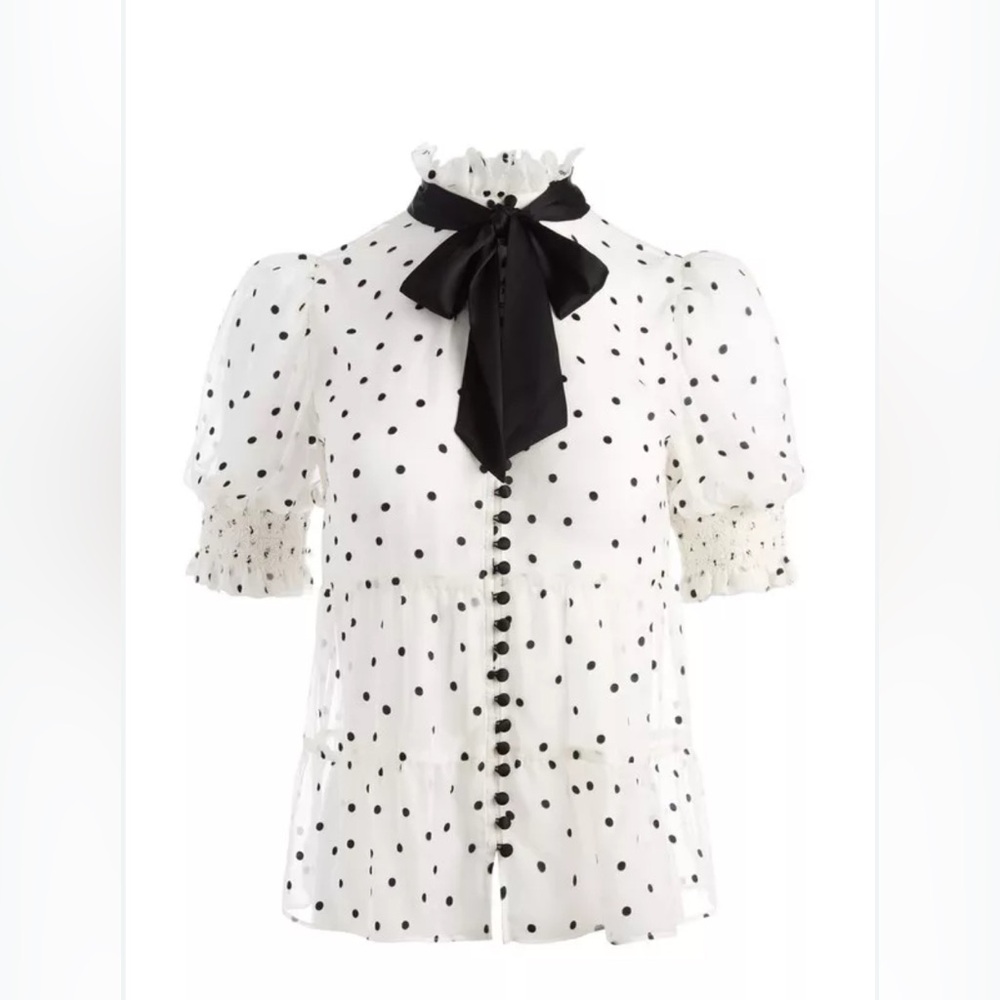 NWT Alice + Olivia Vicky Polka Dot Blouse
